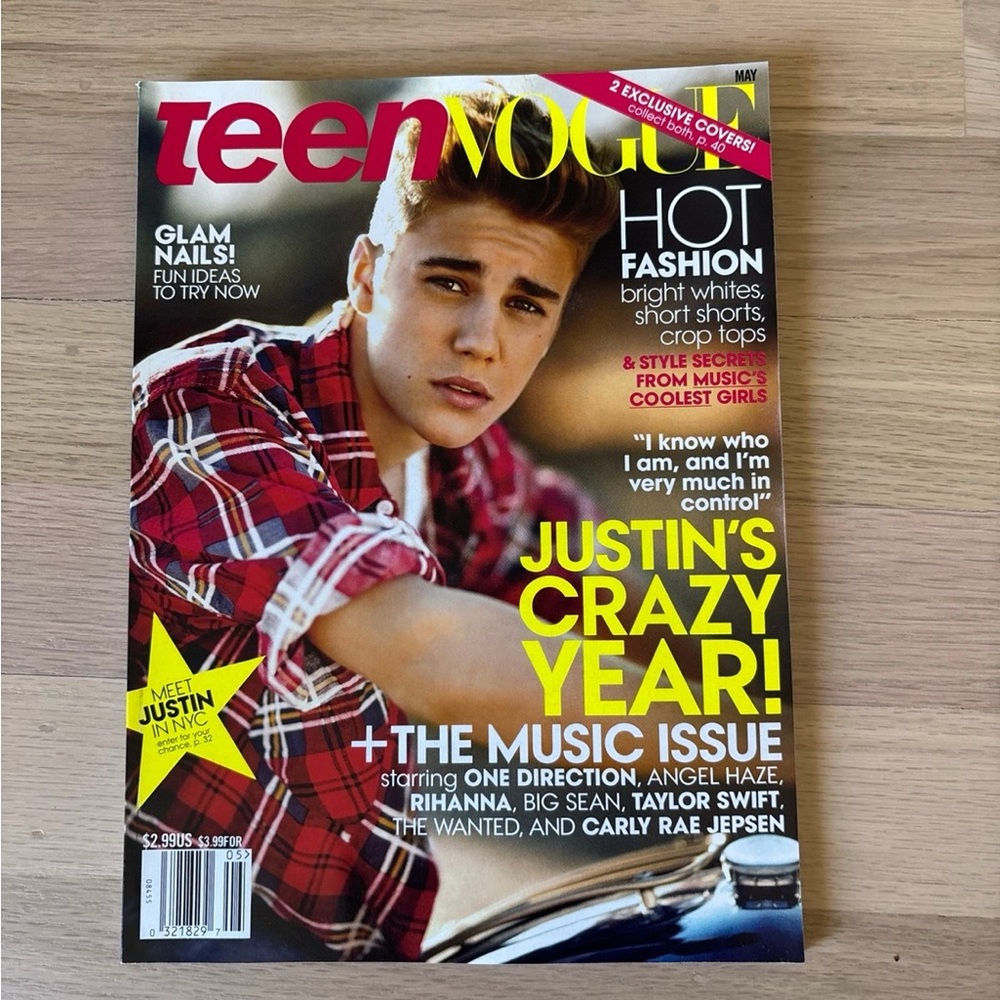 Justin Bieber Teen Vogue Magazine May 2013 - Red Plaid Cover